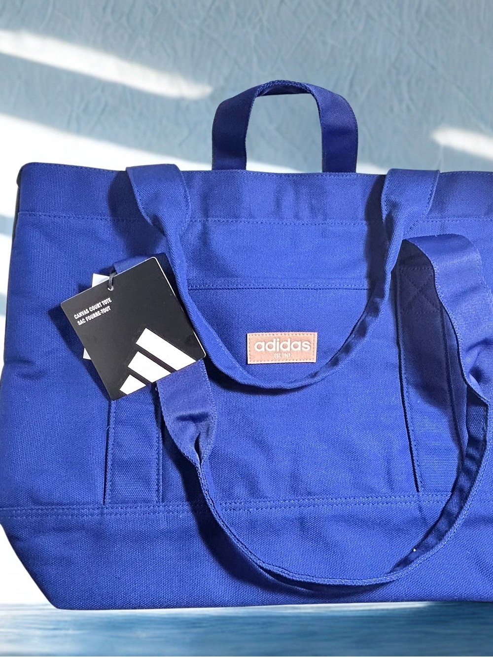 Brand New Adidas Royal Blue Canvas Tote with Logo Patch